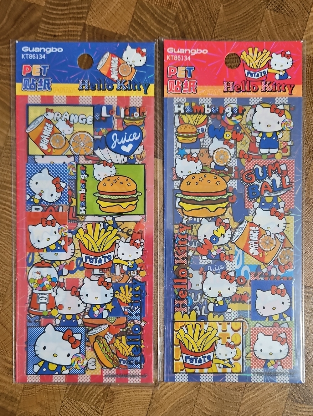2 Set - American Patriot Hello Kitty Fast Food Sticker Sheets - 8 Sheets